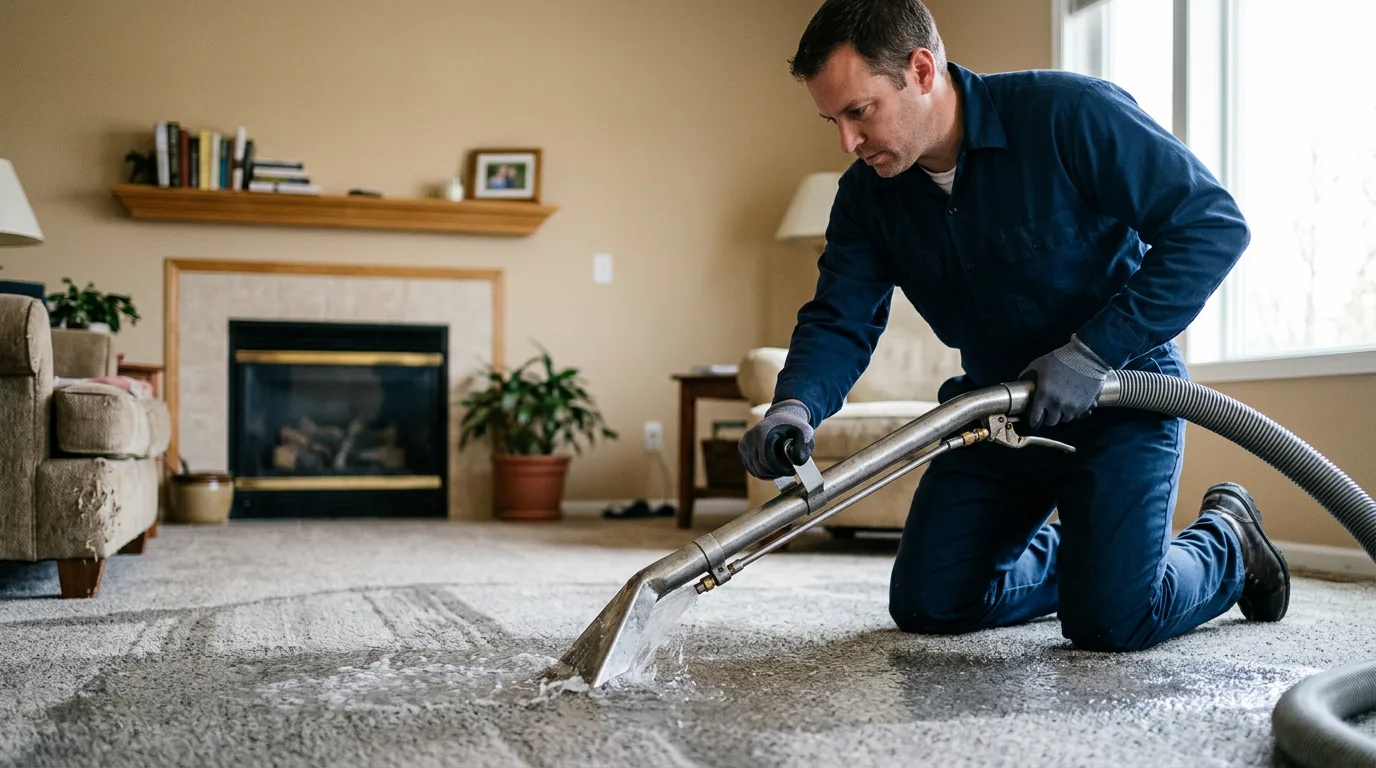Water damage restoration technician working near Avoca, TX